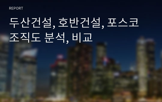 두산건설, 호반건설, 포스코 조직도 분석, 비교