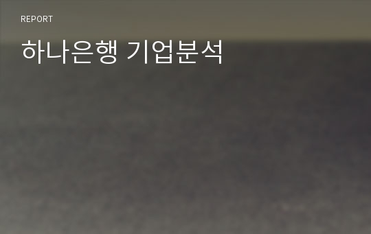 하나은행 기업분석