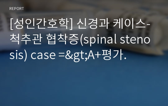 [성인간호학] 신경과 케이스- 척추관 협착증(spinal stenosis) case =&gt;A+평가.