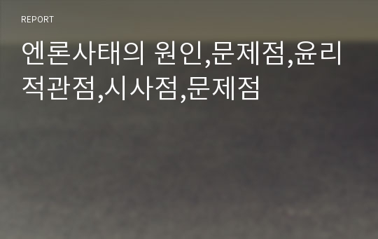 엔론사태의 원인,문제점,윤리적관점,시사점,문제점