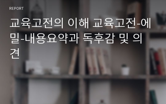 교육고전의 이해 교육고전-에밀-내용요약과 독후감 및 의견