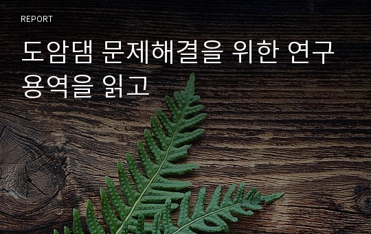 도암댐 문제해결을 위한 연구용역을 읽고