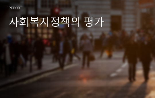 사회복지정책의 평가