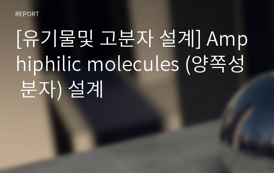 [유기물및 고분자 설계] Amphiphilic molecules (양쪽성 분자) 설계