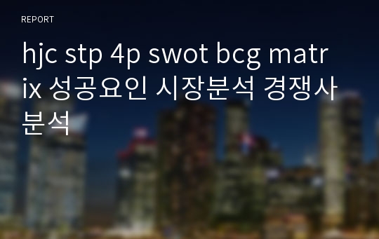 hjc stp 4p swot bcg matrix 성공요인 시장분석 경쟁사분석