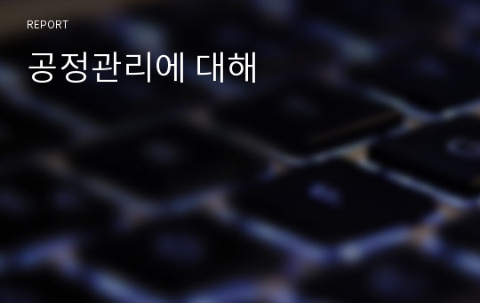 공정관리에 대해