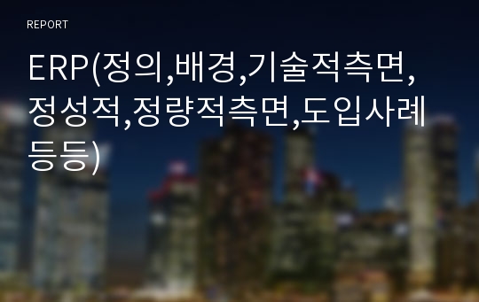 ERP(정의,배경,기술적측면,정성적,정량적측면,도입사례등등)