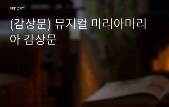 (감상문) 뮤지컬 마리아마리아 감상문