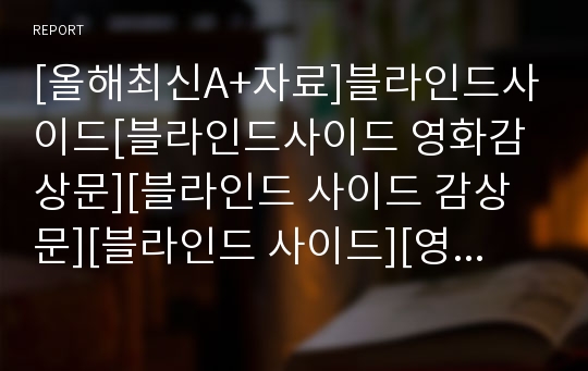 [올해최신A+자료]블라인드사이드[블라인드사이드 영화감상문][블라인드 사이드 감상문][블라인드 사이드][영화 블라인드사이드 감상문]