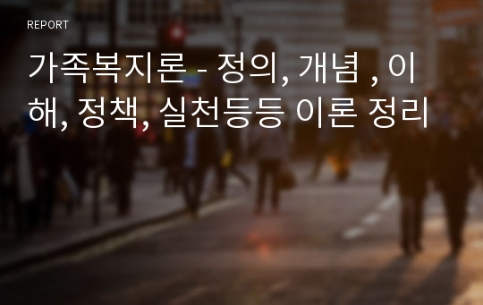 가족복지론 - 정의, 개념 , 이해, 정책, 실천등등 이론 정리