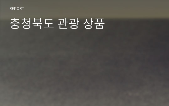 충청북도 관광 상품