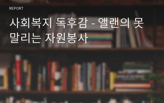 사회복지 독후감 - 앨랜의 못말리는 자원봉사