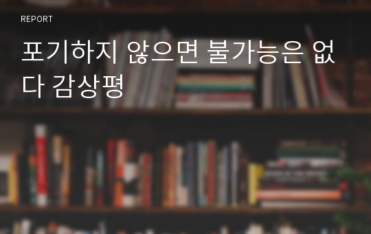 포기하지 않으면 불가능은 없다 감상평