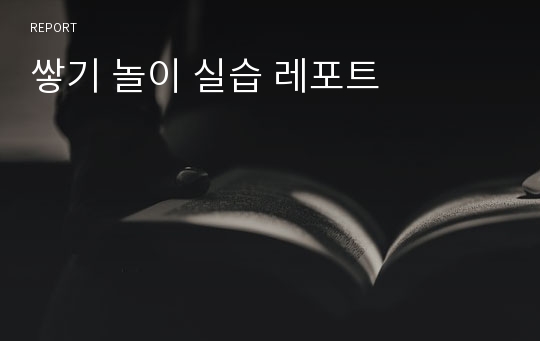 쌓기 놀이 실습 레포트