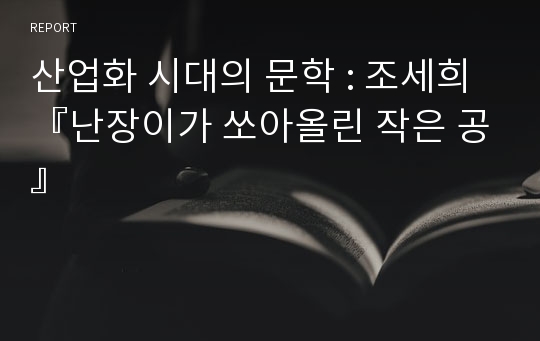 산업화 시대의 문학 : 조세희『난장이가 쏘아올린 작은 공』