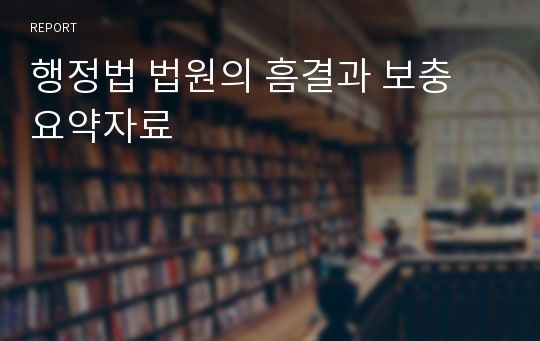 행정법 법원의 흠결과 보충 요약자료