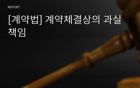 [계약법] 계약체결상의 과실책임