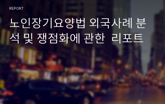 노인장기요양법 외국사례 분석 및 쟁점화에 관한  리포트