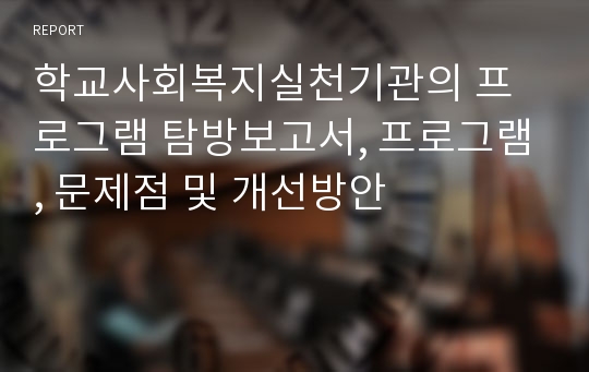 학교사회복지실천기관의 프로그램 탐방보고서, 프로그램, 문제점 및 개선방안