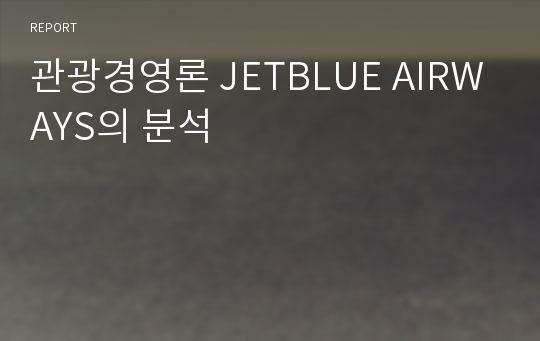 관광경영론 JETBLUE AIRWAYS의 분석