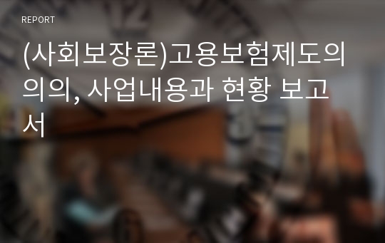 (사회보장론)고용보험제도의 의의, 사업내용과 현황 보고서