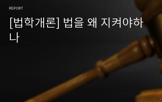 [법학개론] 법을 왜 지켜야하나