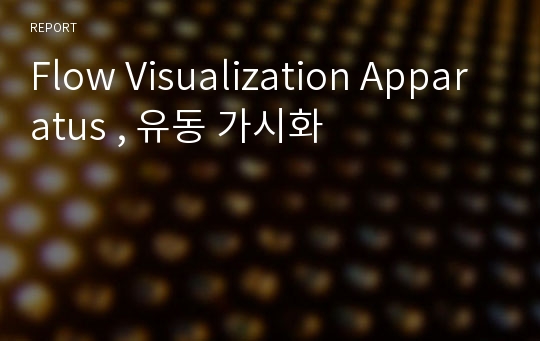 Flow Visualization Apparatus , 유동 가시화