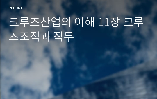 크루즈산업의 이해 11장 크루즈조직과 직무