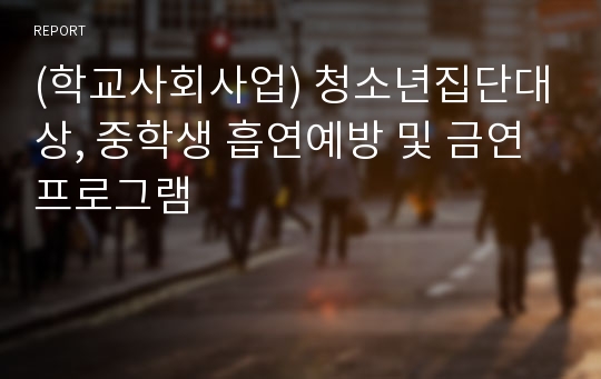 (학교사회사업) 청소년집단대상, 중학생 흡연예방 및 금연 프로그램