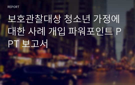 보호관찰대상 청소년 가정에 대한 사례 개입 파워포인트 PPT 보고서