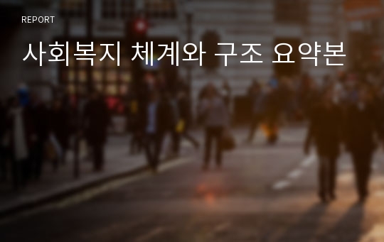 사회복지 체계와 구조 요약본