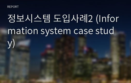 정보시스템 도입사례2 (Information system case study)