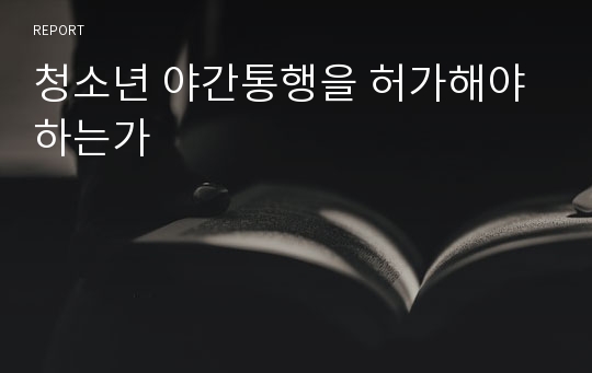 청소년 야간통행을 허가해야 하는가