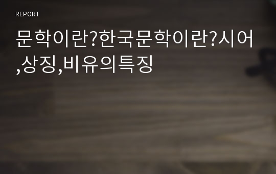 문학이란?한국문학이란?시어,상징,비유의특징