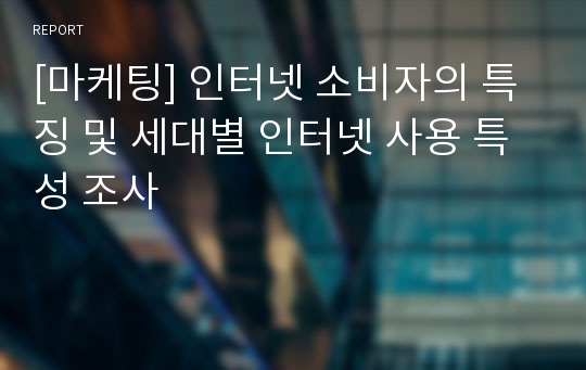 [마케팅] 인터넷 소비자의 특징 및 세대별 인터넷 사용 특성 조사