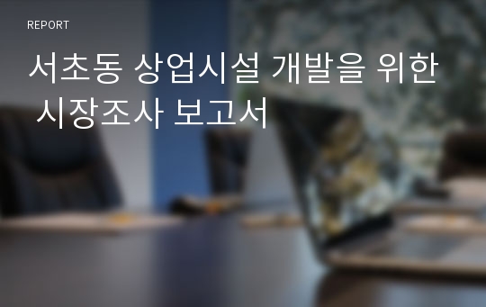 서초동 상업시설 개발을 위한 시장조사 보고서