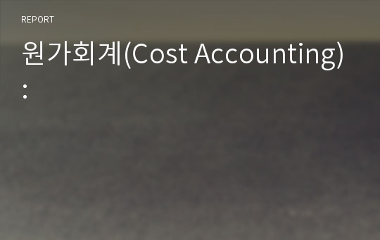 원가회계(Cost Accounting):