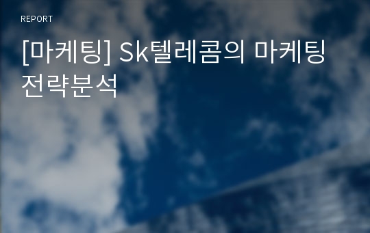 [마케팅] Sk텔레콤의 마케팅전략분석