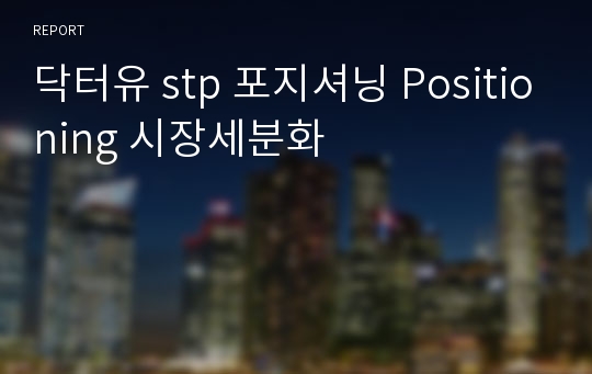 닥터유 stp 포지셔닝 Positioning 시장세분화