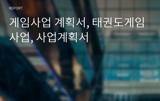 게임사업 계획서, 태권도게임사업, 사업계획서