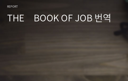 THE　BOOK OF JOB 번역