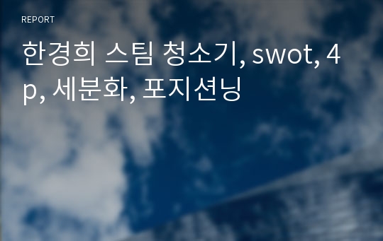 한경희 스팀 청소기, swot, 4p, 세분화, 포지션닝