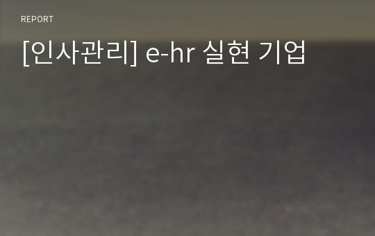 [인사관리] e-hr 실현 기업