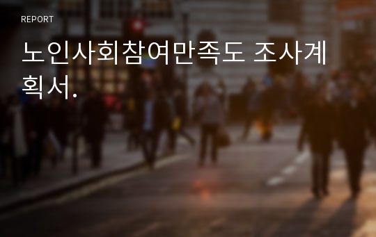 노인사회참여만족도 조사계획서.