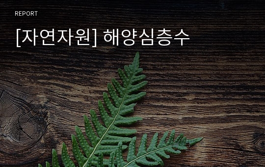 [자연자원] 해양심층수