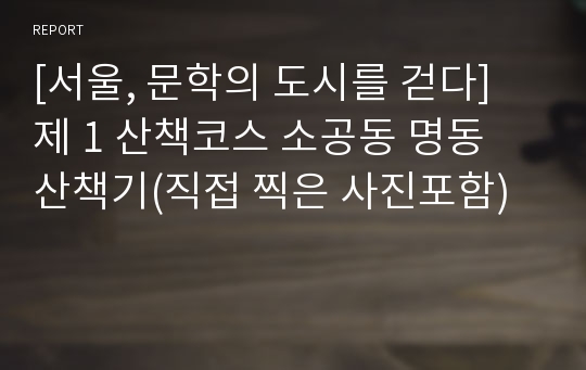 [서울, 문학의 도시를 걷다] 제 1 산책코스 소공동 명동 산책기(직접 찍은 사진포함)