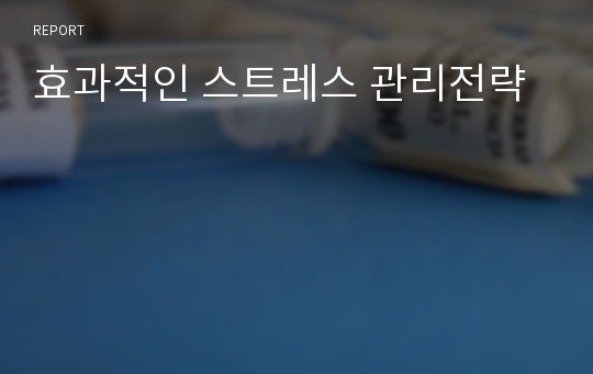 효과적인 스트레스 관리전략