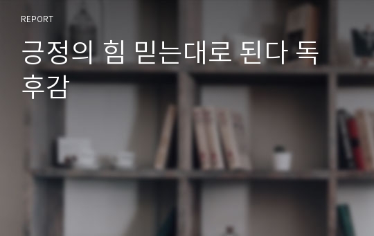 긍정의 힘 믿는대로 된다 독후감