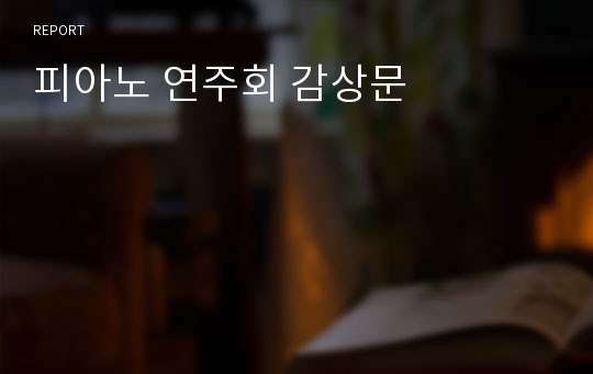 피아노 연주회 감상문