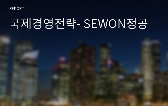 국제경영전략- SEWON정공